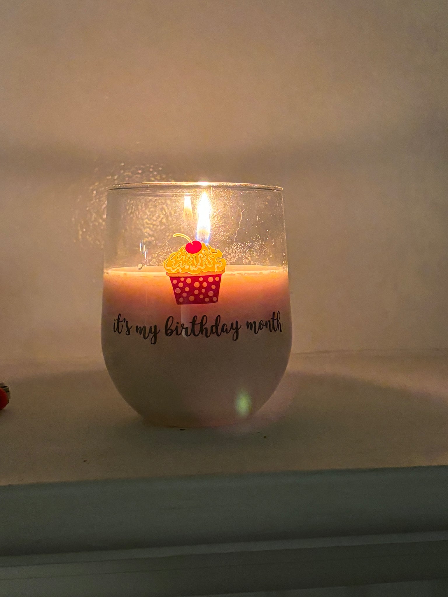 It’s My Birthday Month Soy & Beeswax blend candle 12oz glass wine tumbler