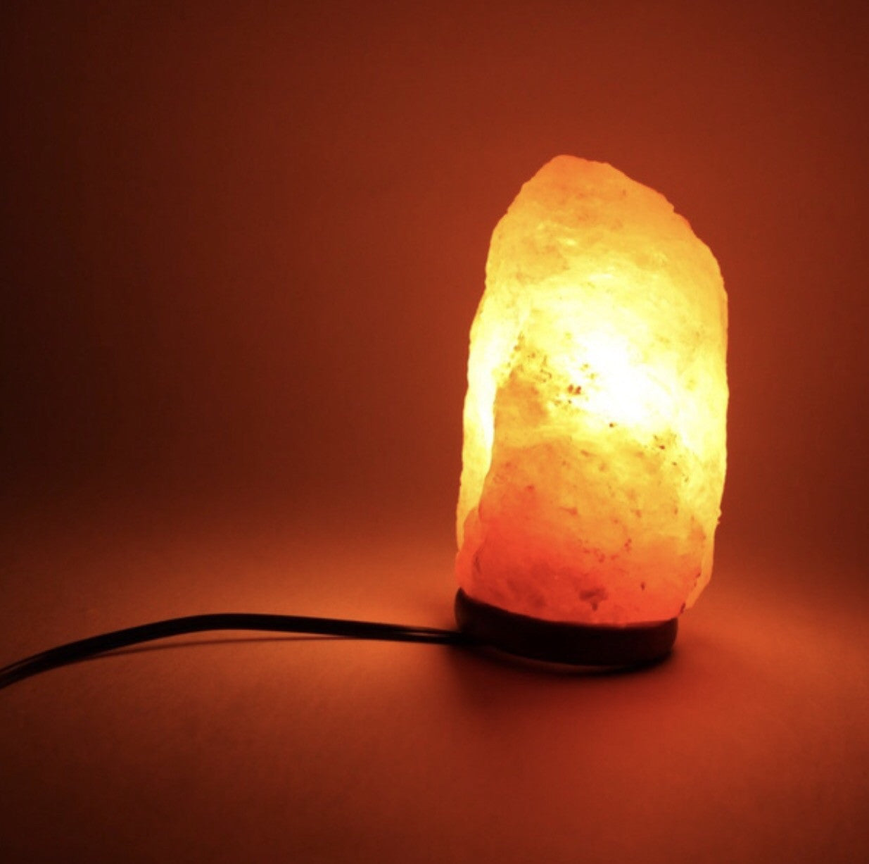 Pink Himalayan Salt Lamp with Handcarved Wood Base - 5-7lbs