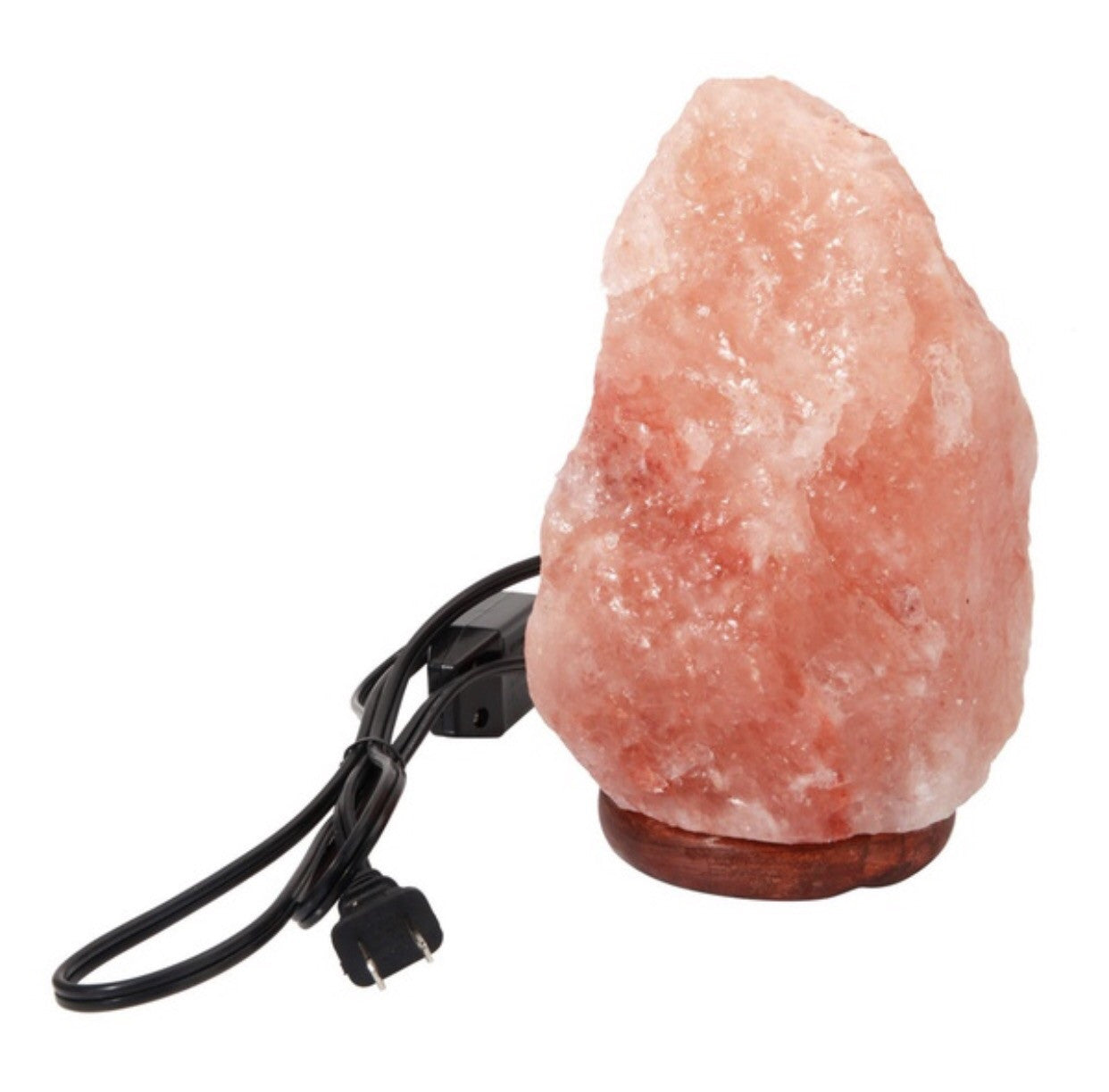 Pink Himalayan Salt Lamp with Handcarved Wood Base - 5-7lbs