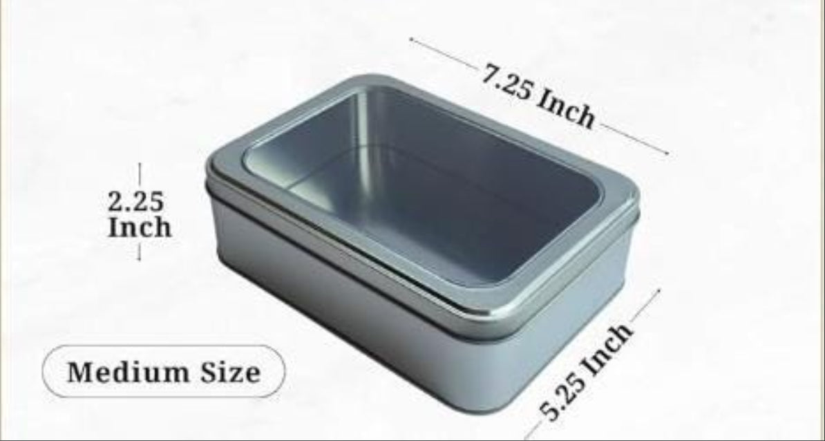 Custom Rectangular Tin with Clear Window | 7.25 x 5.25 x 2.25 Inches