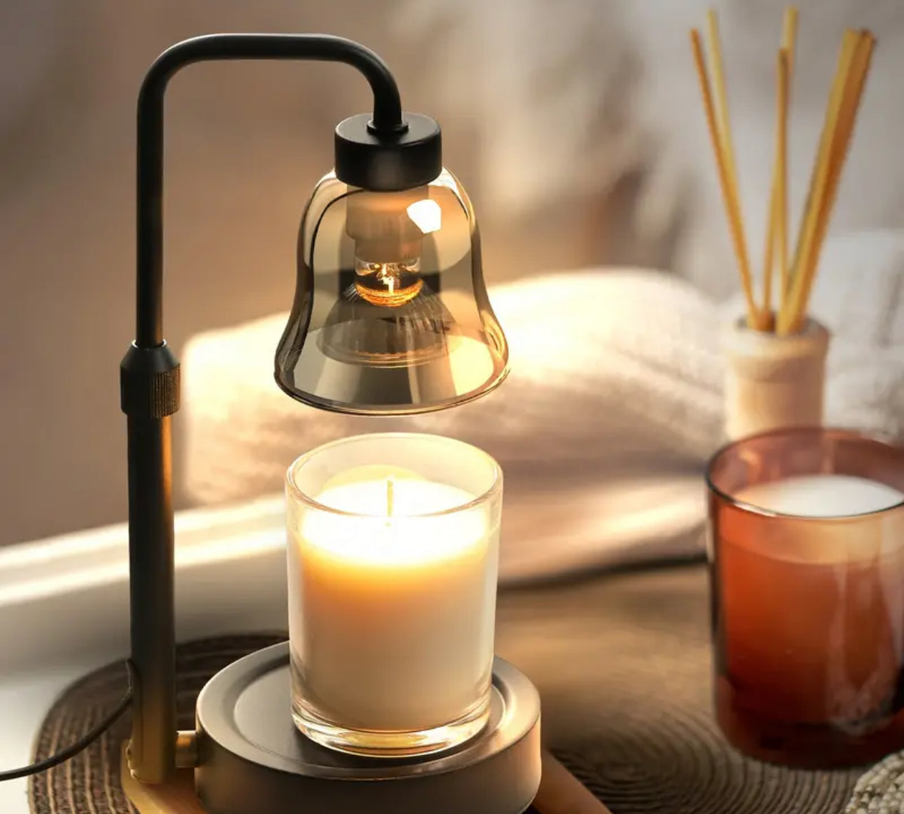 Electric Candle Warmer Lamp - Black with Glass Globe