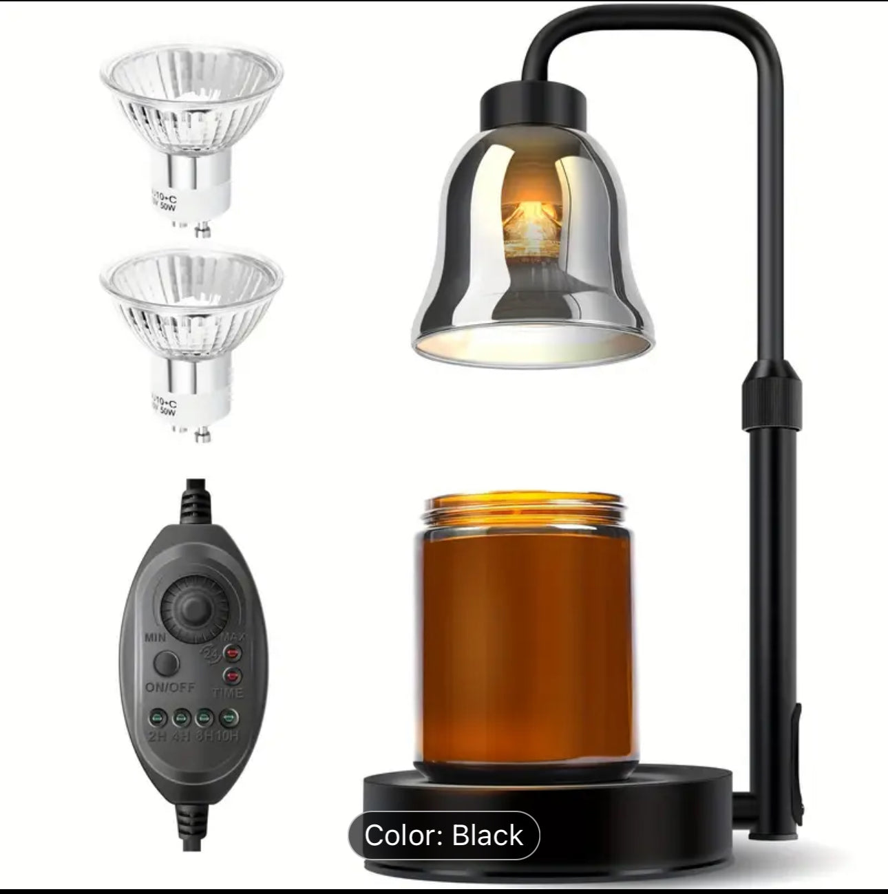 Electric Candle Warmer Lamp - Black with Glass Globe