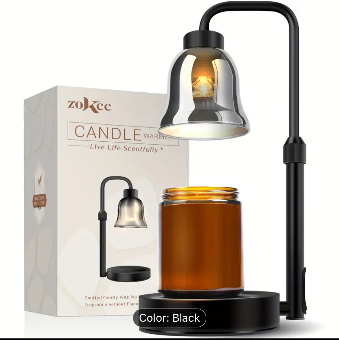 Electric Candle Warmer Lamp - Black with Glass Globe