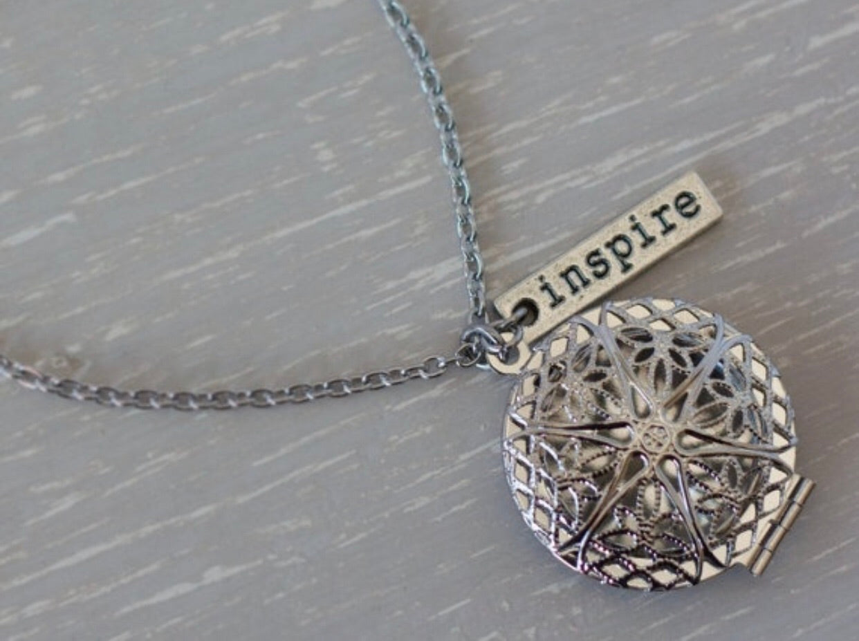Inspire Silver Plated Diffuser Necklace 24” • Aromatherapy Diffuser Jewelry