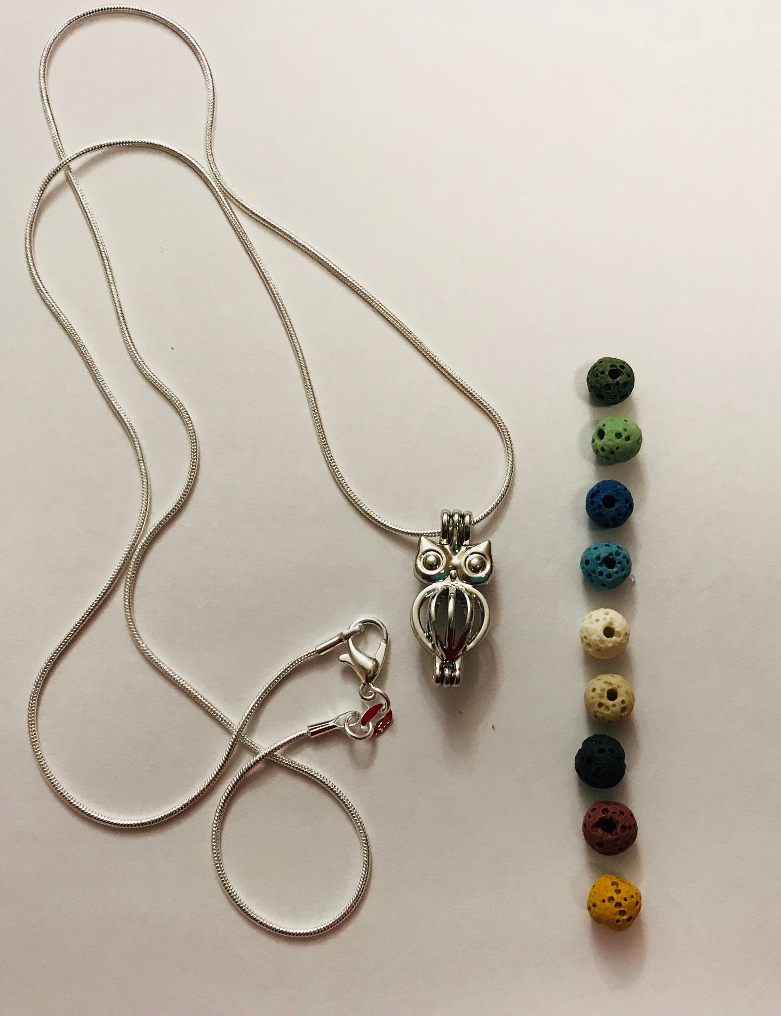 Who, me? Owl Aromatherapy Necklace with Lava Beads