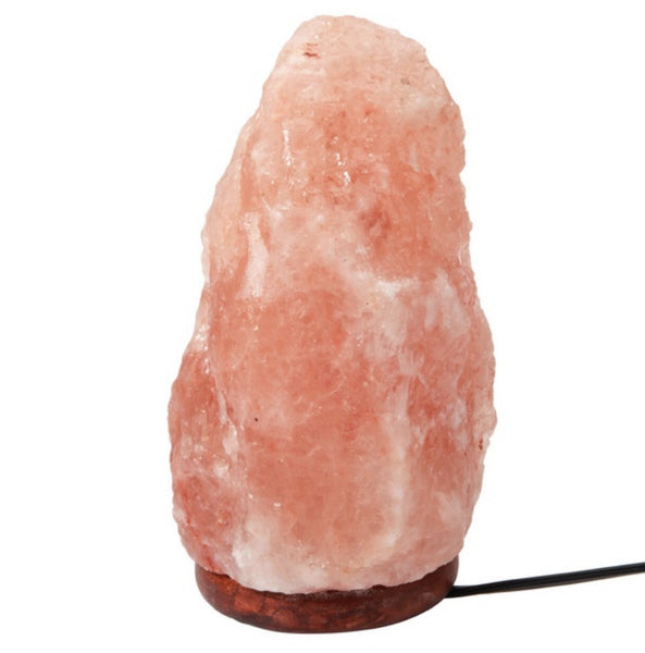 Pink Himalayan Salt Lamp with Handcarved Wood Base - 5-7lbs