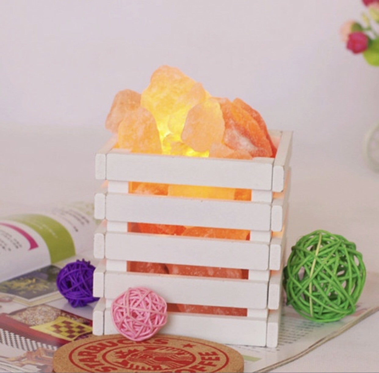 Pink Himalayan Salt Lamp Basket