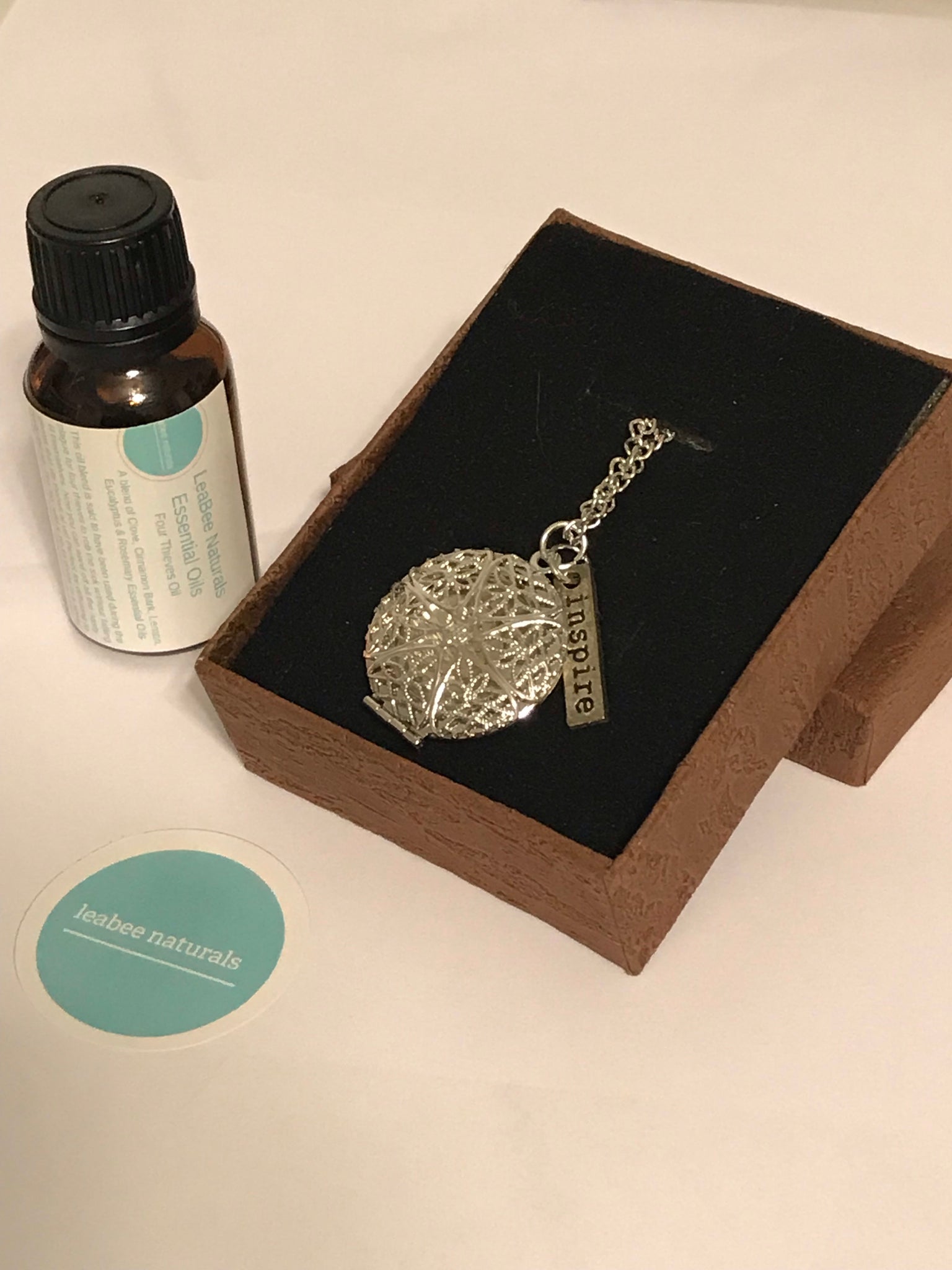 Inspire Silver Plated Diffuser Necklace & Essential Oil Set • 24” necklace • Aromatherapy Diffuser Jewelry • aromatherapy gift set